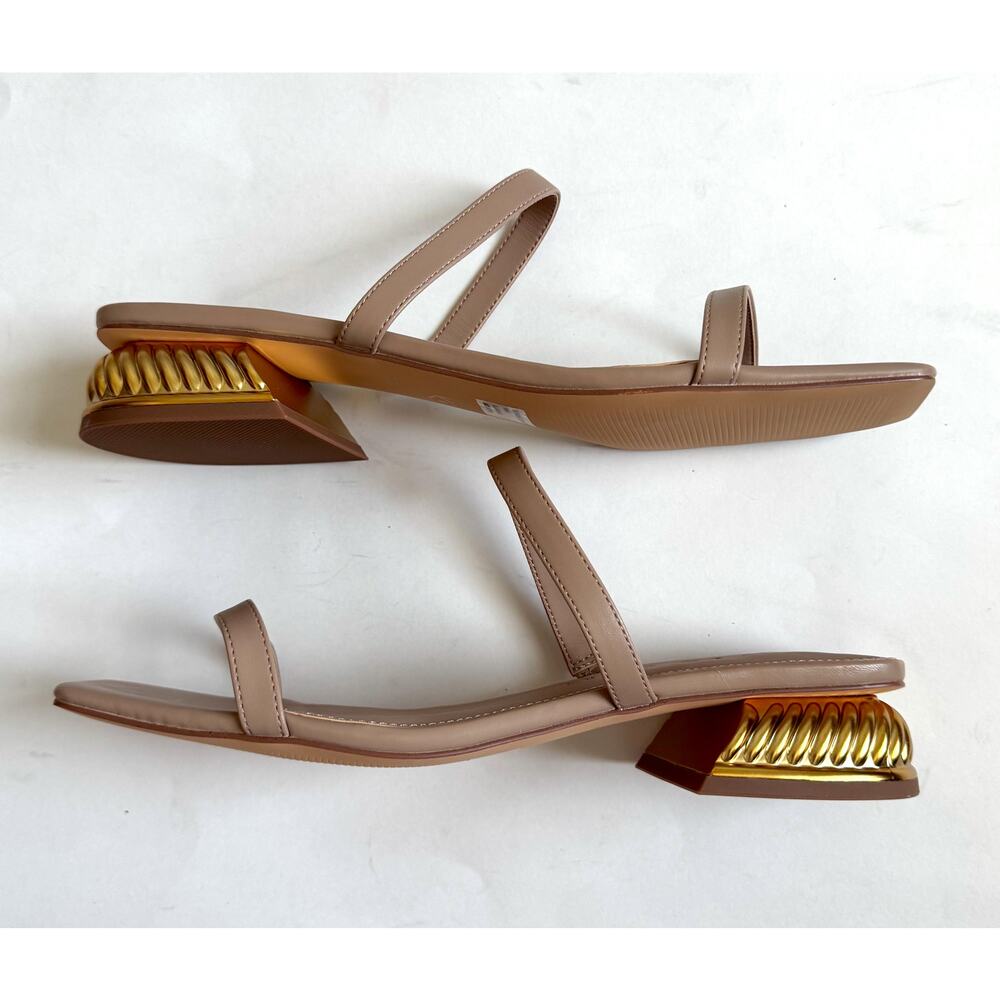 Katy Perry Low Heel Gold Sandal Tan Taupe Size 10 NEW - Picture 5 of 8